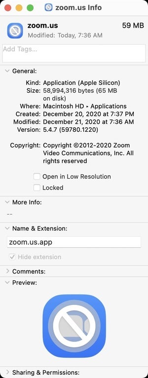 zoom get info apple silicon