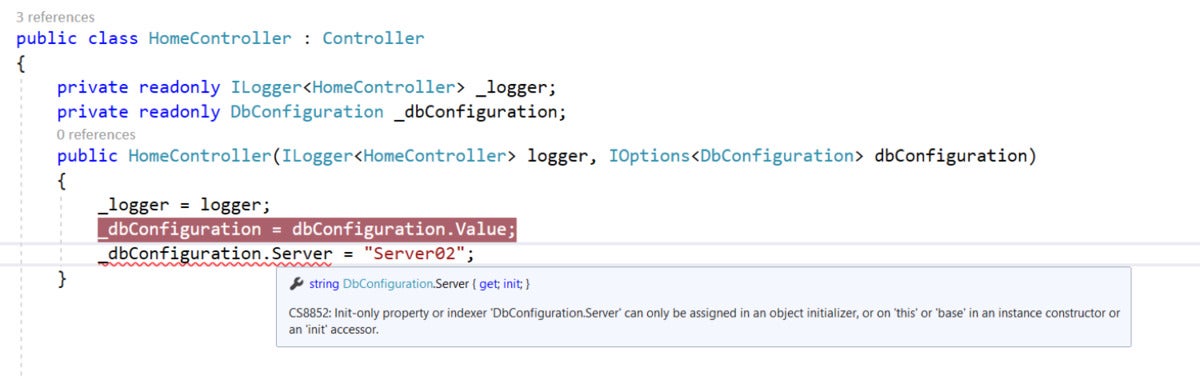 aspnet core mvc immutable config