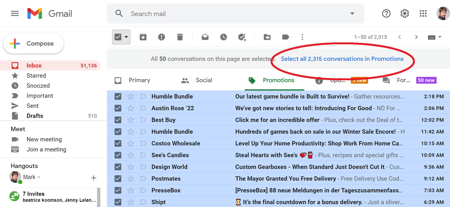 don have all mail in my gmail inbox