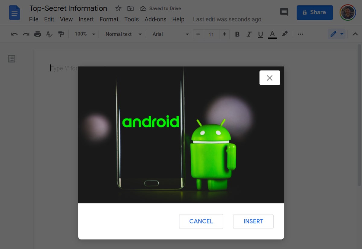 shortcut to end of document in google docs on android phone