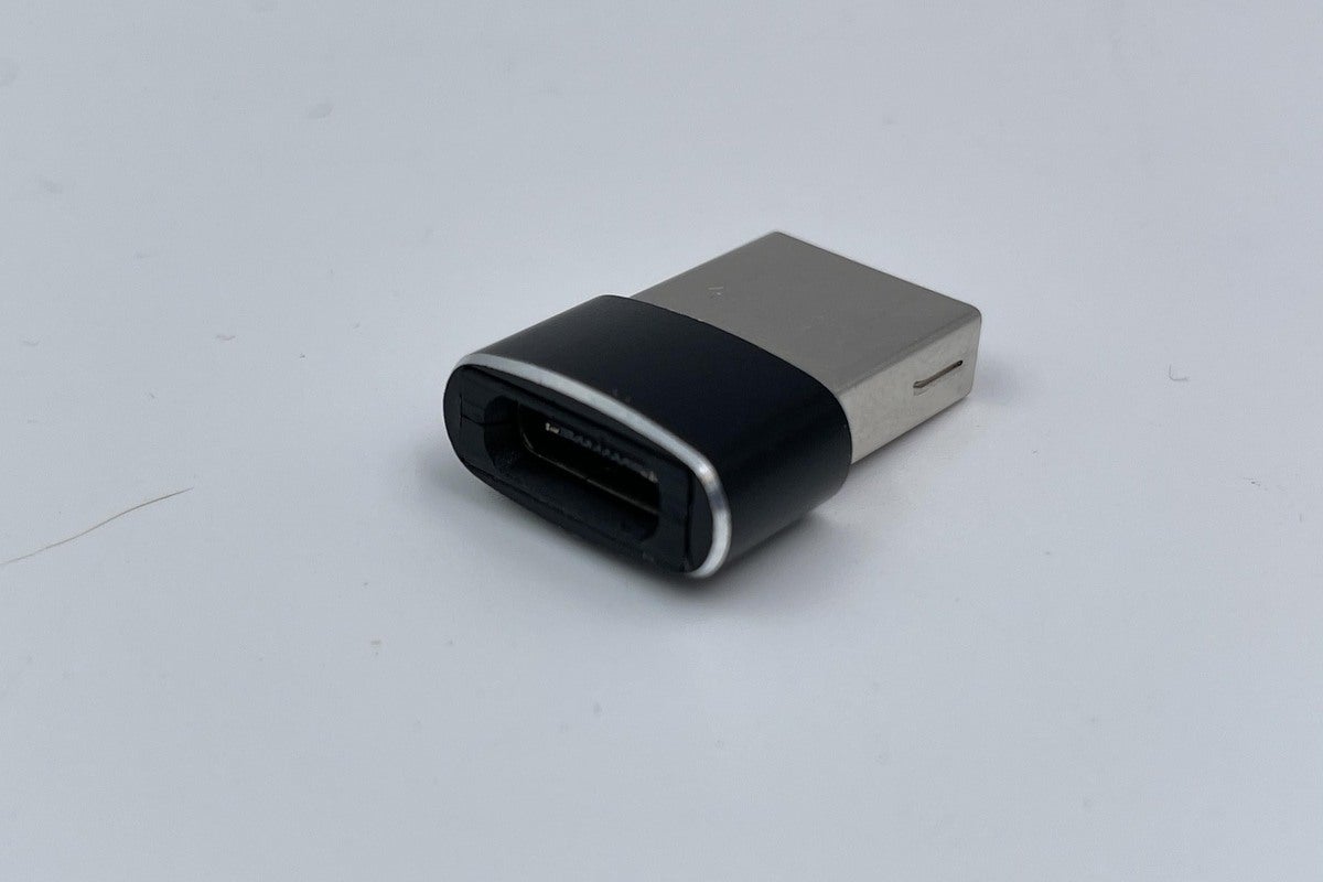 Detail view of the Helm Audio Bolt’s USB adapter.