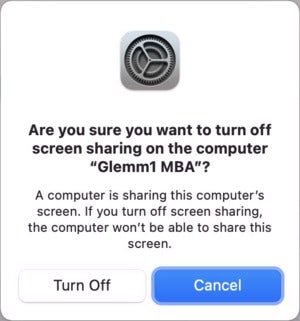 mac911 big sur disable screen sharing