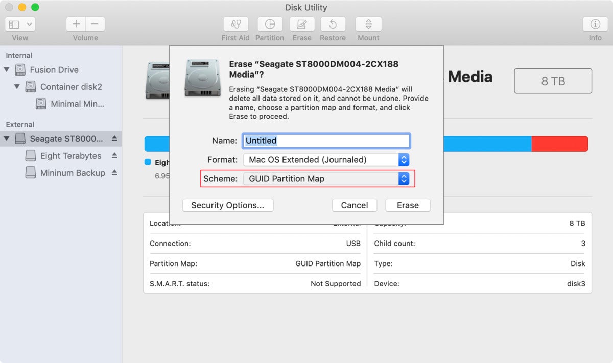 mac911 disk utility scheme highlighted