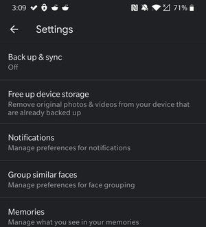 تنظیمات تلفن Android Google Photos