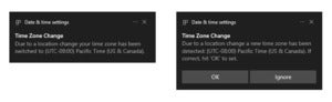 Microsoft Windows 10 Build 21286 time zone notifications