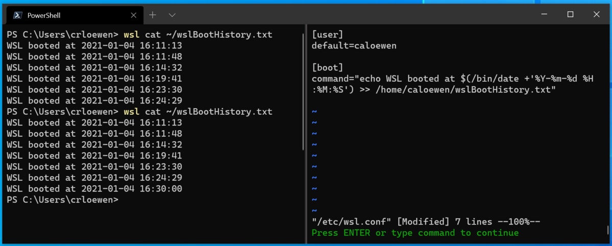 Microsoft Windows 10 Build 21286 Windows Subsystem Linuxwsl startup commands