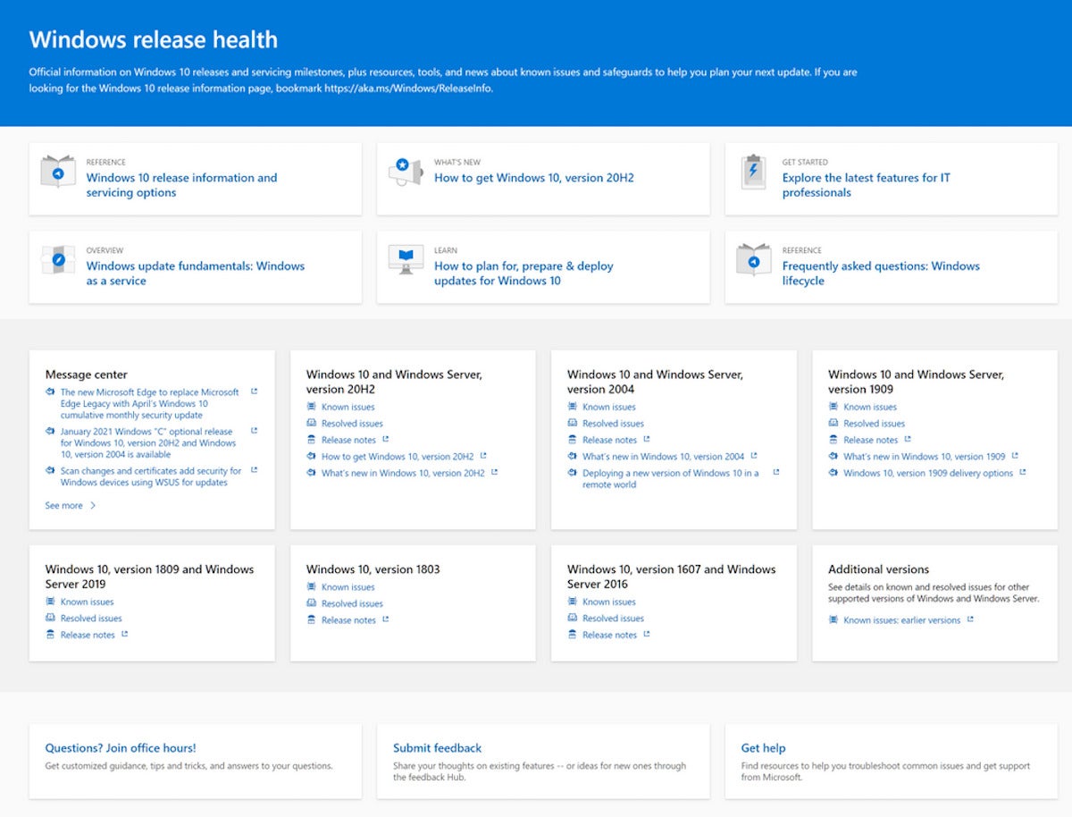 windows release health hub