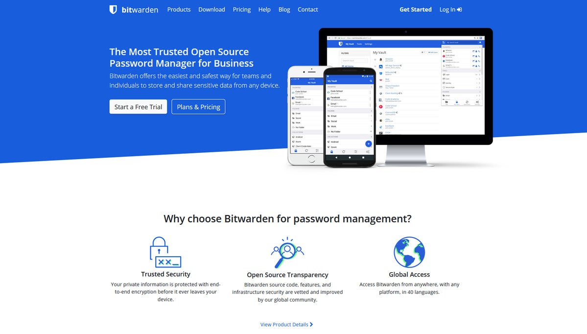 Bitwarden homepage