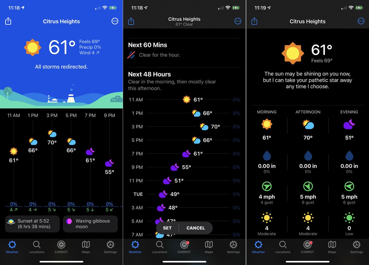 carrot weather customize