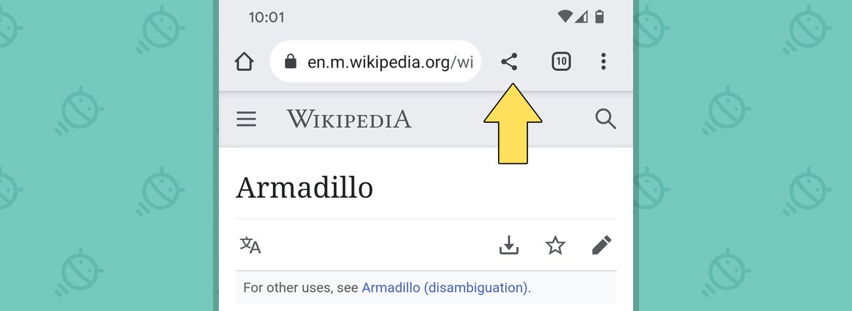 Chrome Android Sharing Settings: Share (in address bar)