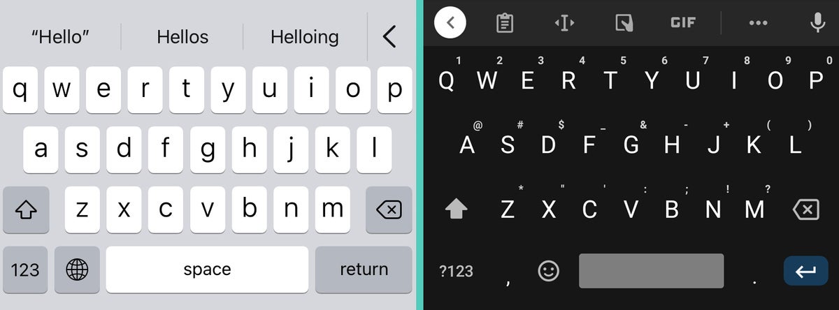 iOS Keyboard, Android Gboard