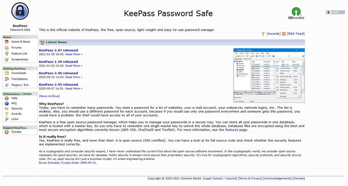 صفحه اصلی KeePass
