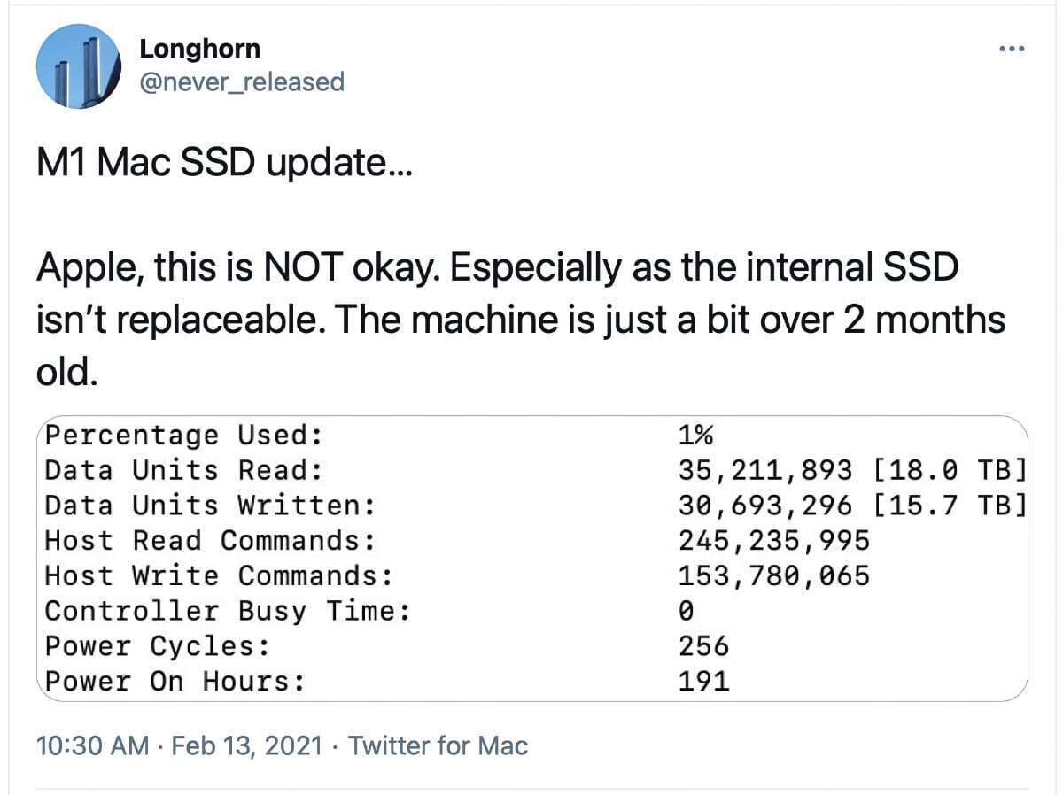 Es posible que el SSD más rápido de su nueva Mac no dure mucho