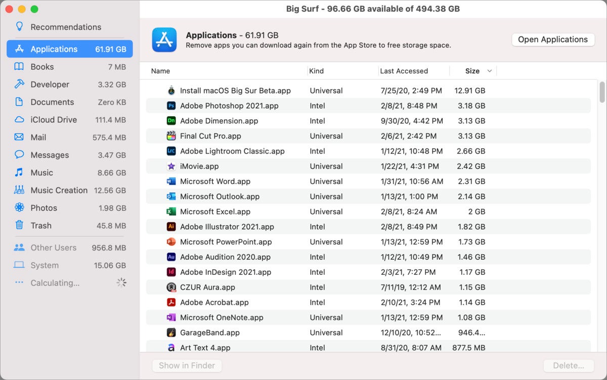 how to manage storage on mac