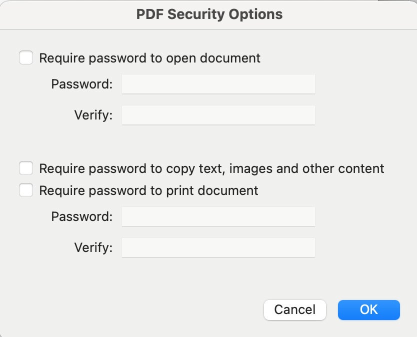 password protect pdf mac