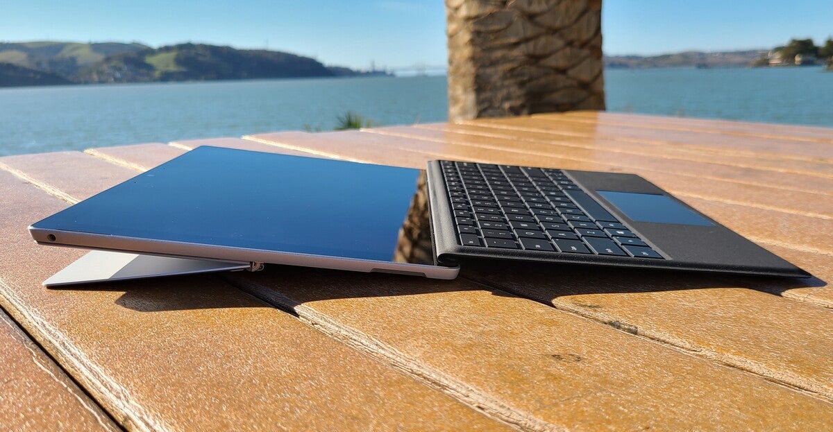 Microsoft surface pro 7+ left side profile reclined