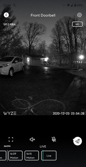 wyze video doorbell at night