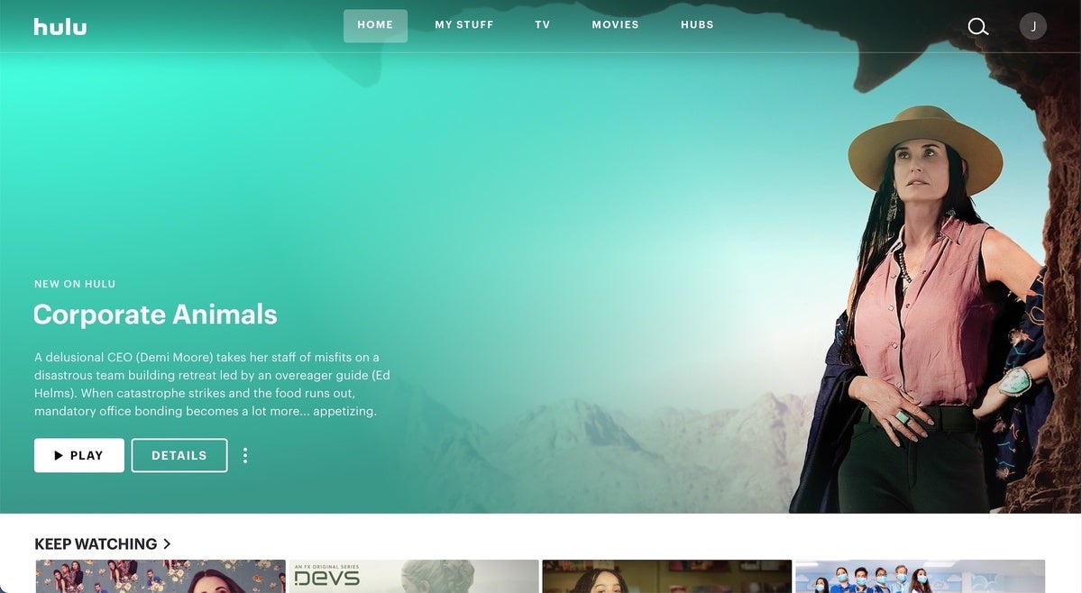 Hulu home screen