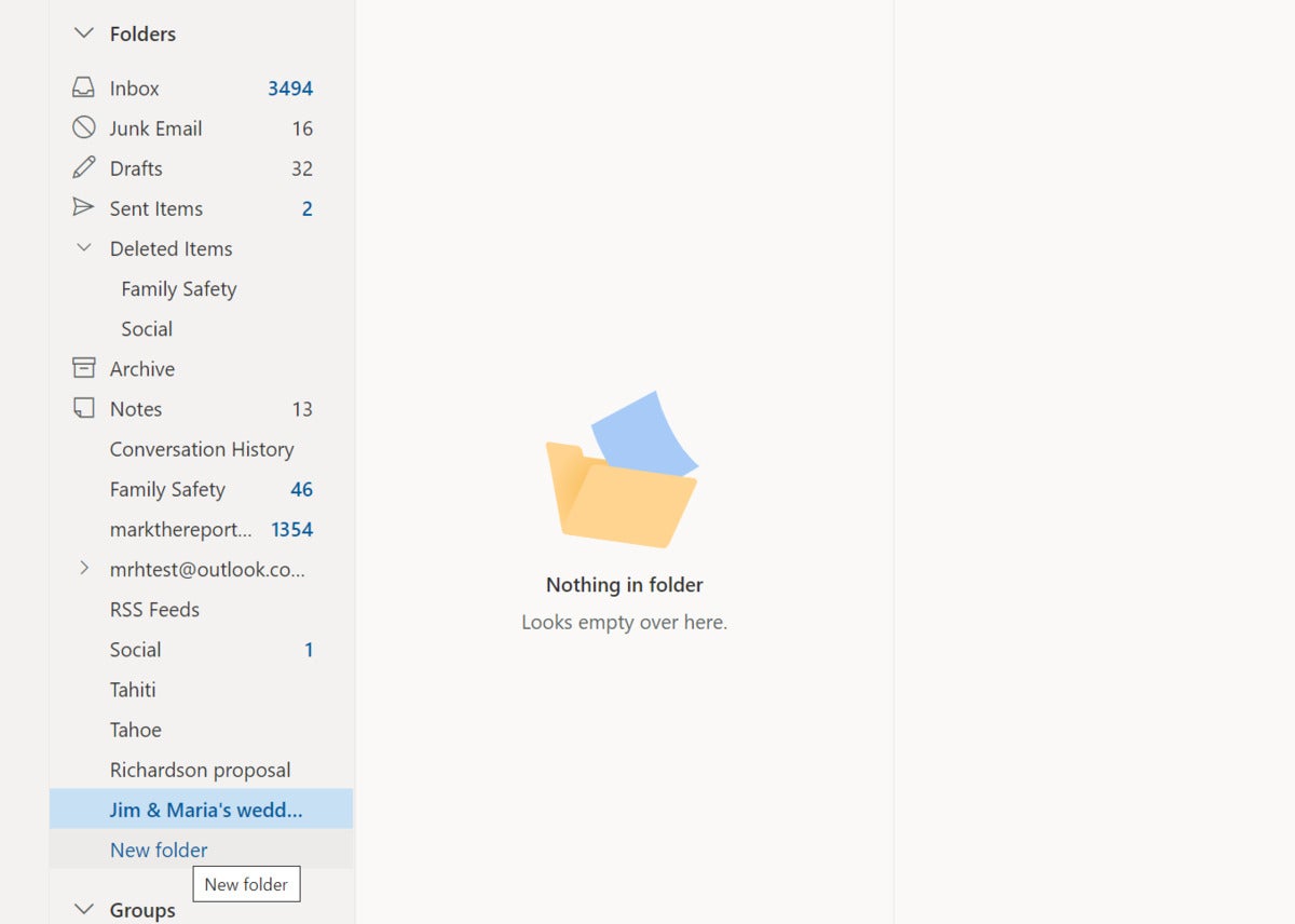 Microsoft Outlook create a new folder webmail