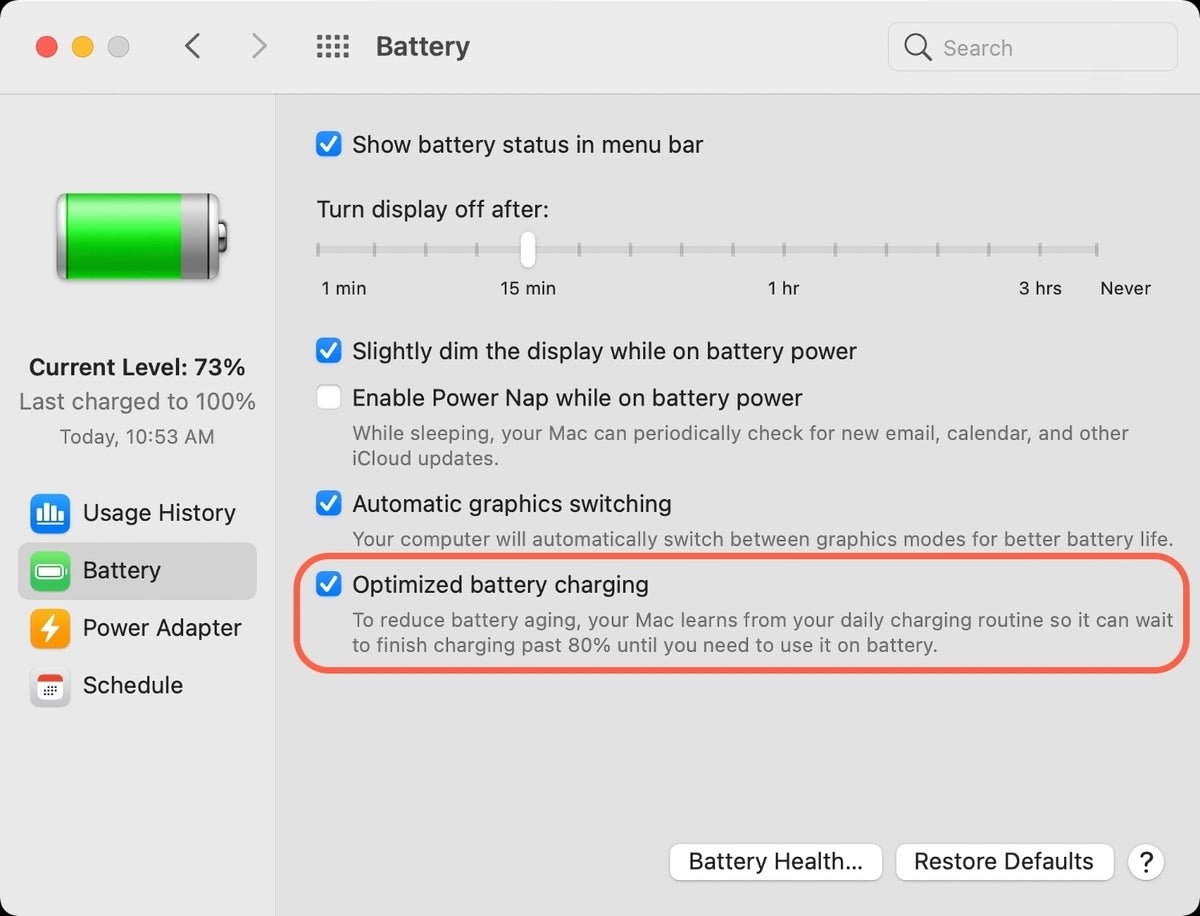 optimize battery charging big sur