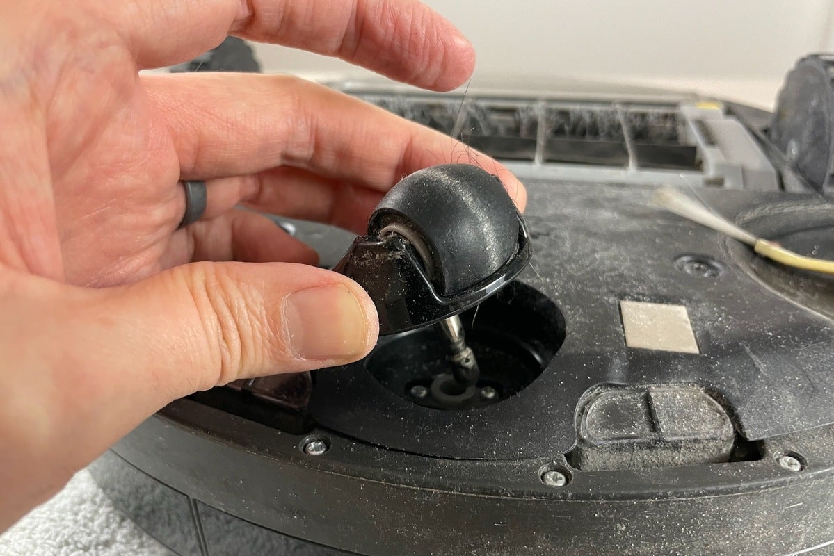 removing roomba caster wheel from chassis