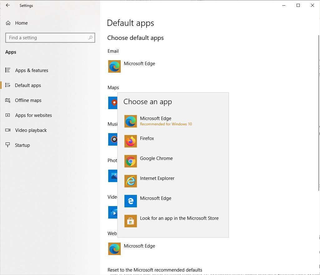 change default browser windows 10