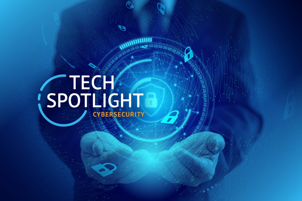Tech Spotlight   >   Cybersecurity [CSO]   >   Hands cradle an abstract, virtual security matrix.