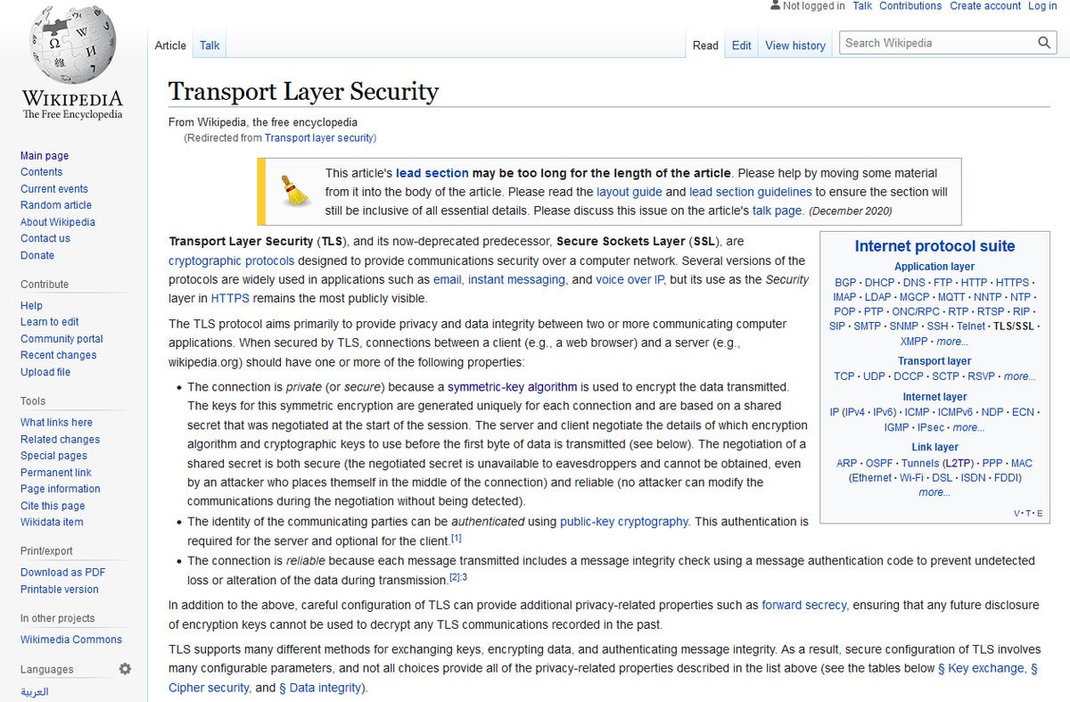 wikipedia TLS entry