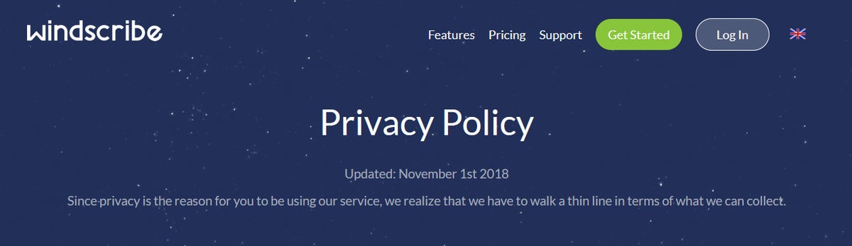 windscribe privacy policy header