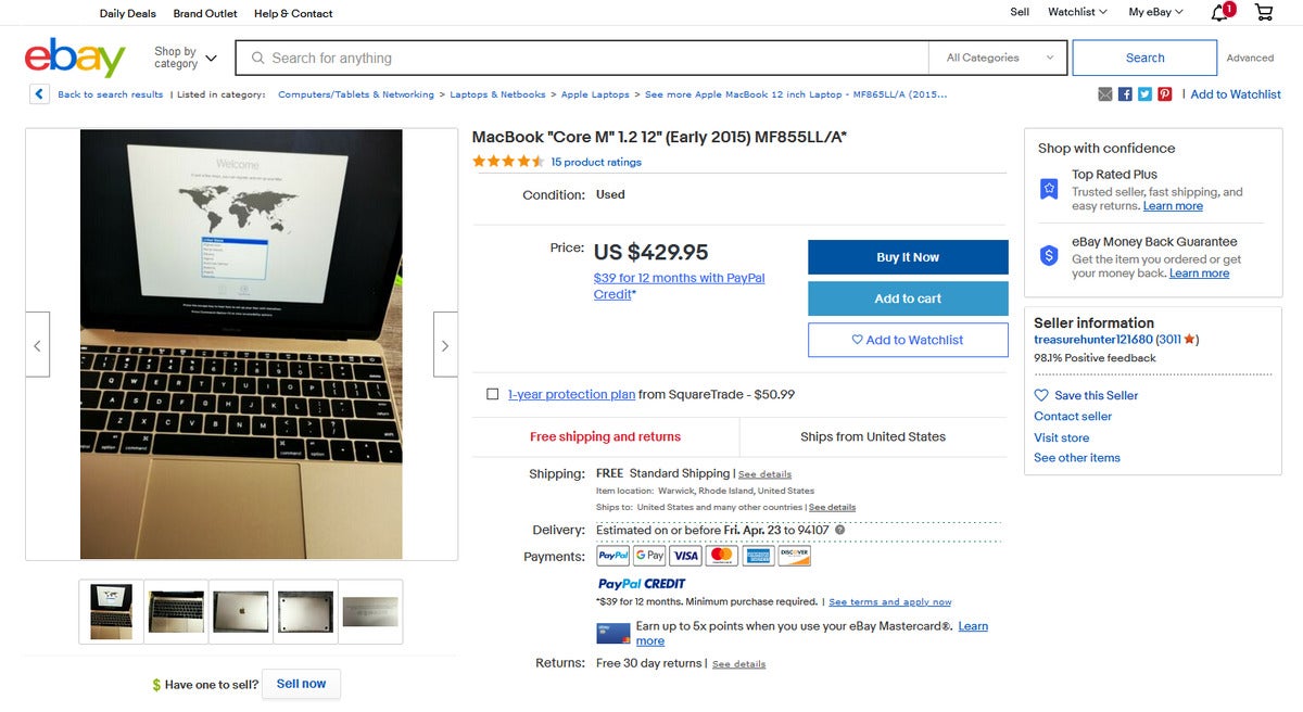 sample ebay listing 2015 12-in Macbook