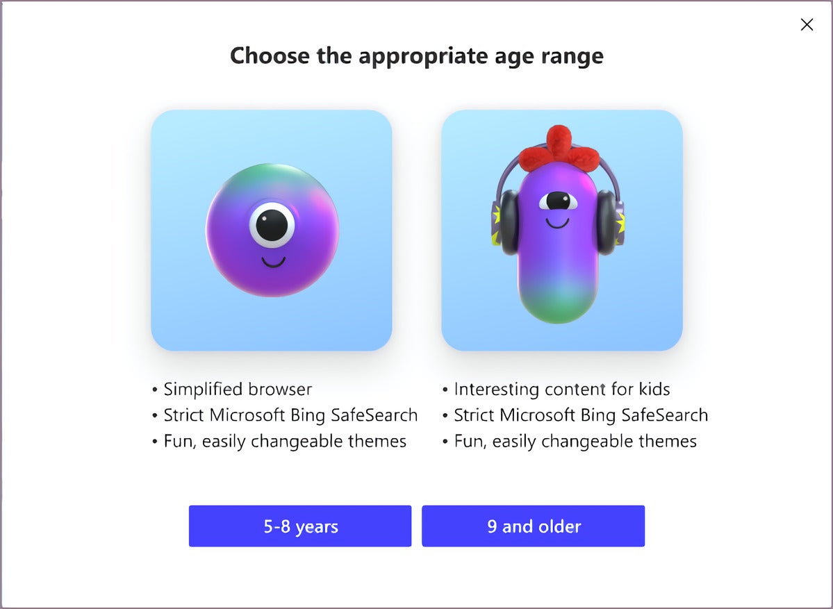 Microsoft edge kids mode enlarged