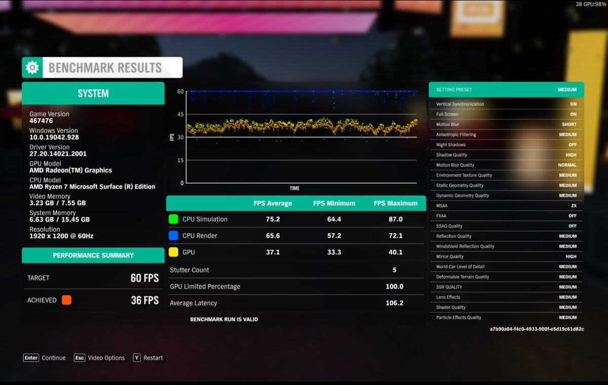 forza horizon 4 benchmark surface laptop 4 microsoft