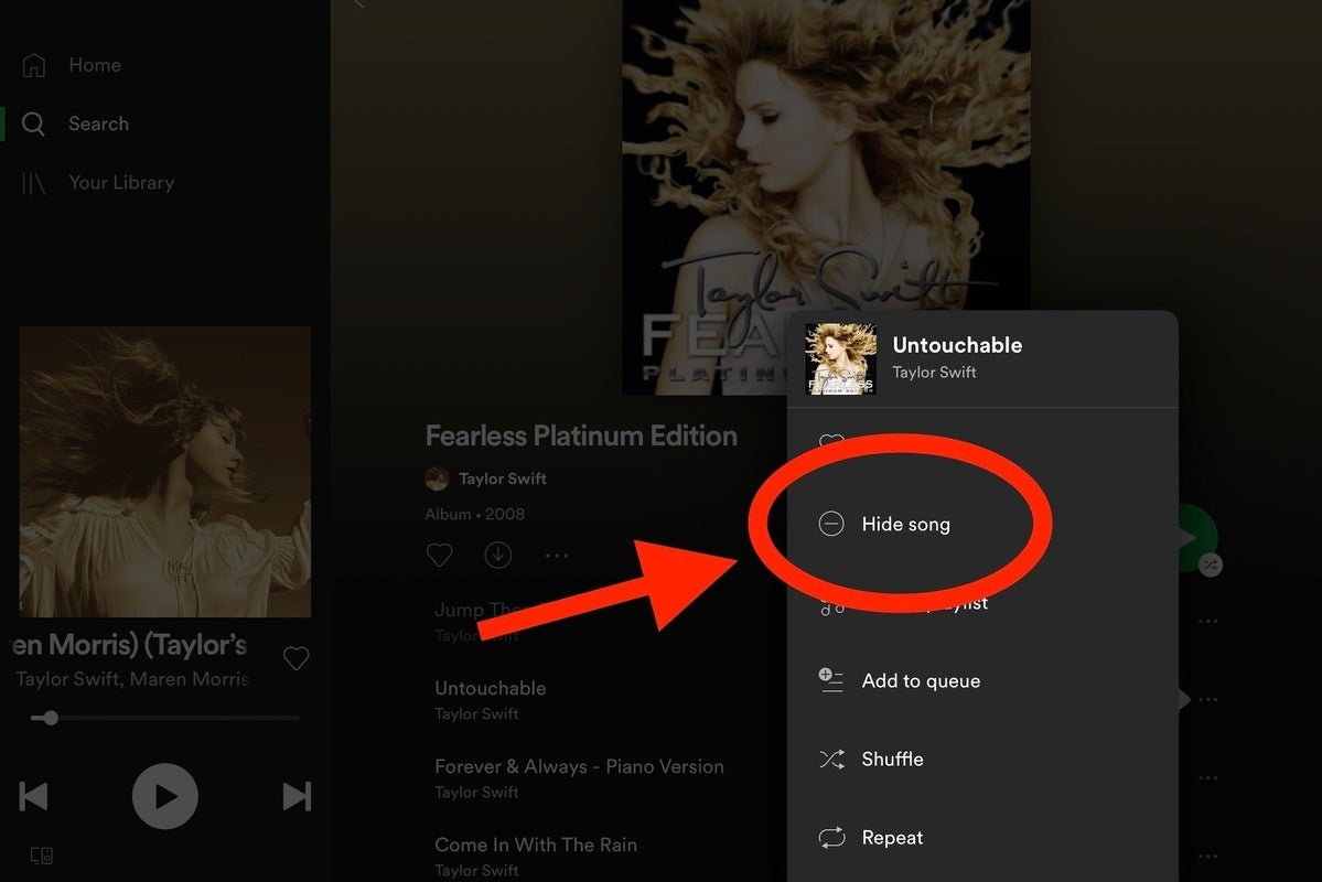 how to hide songs on spotify