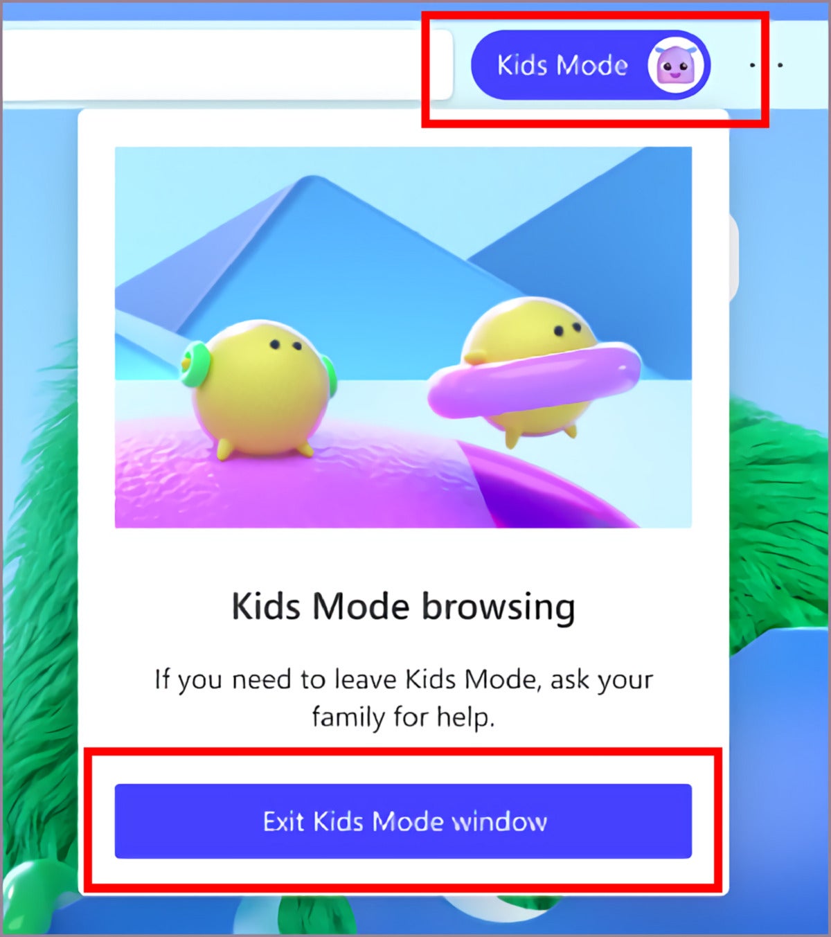 microsoft edge kids mode exit