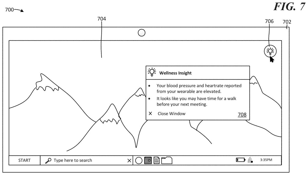 microsoft wellness insights patent 2