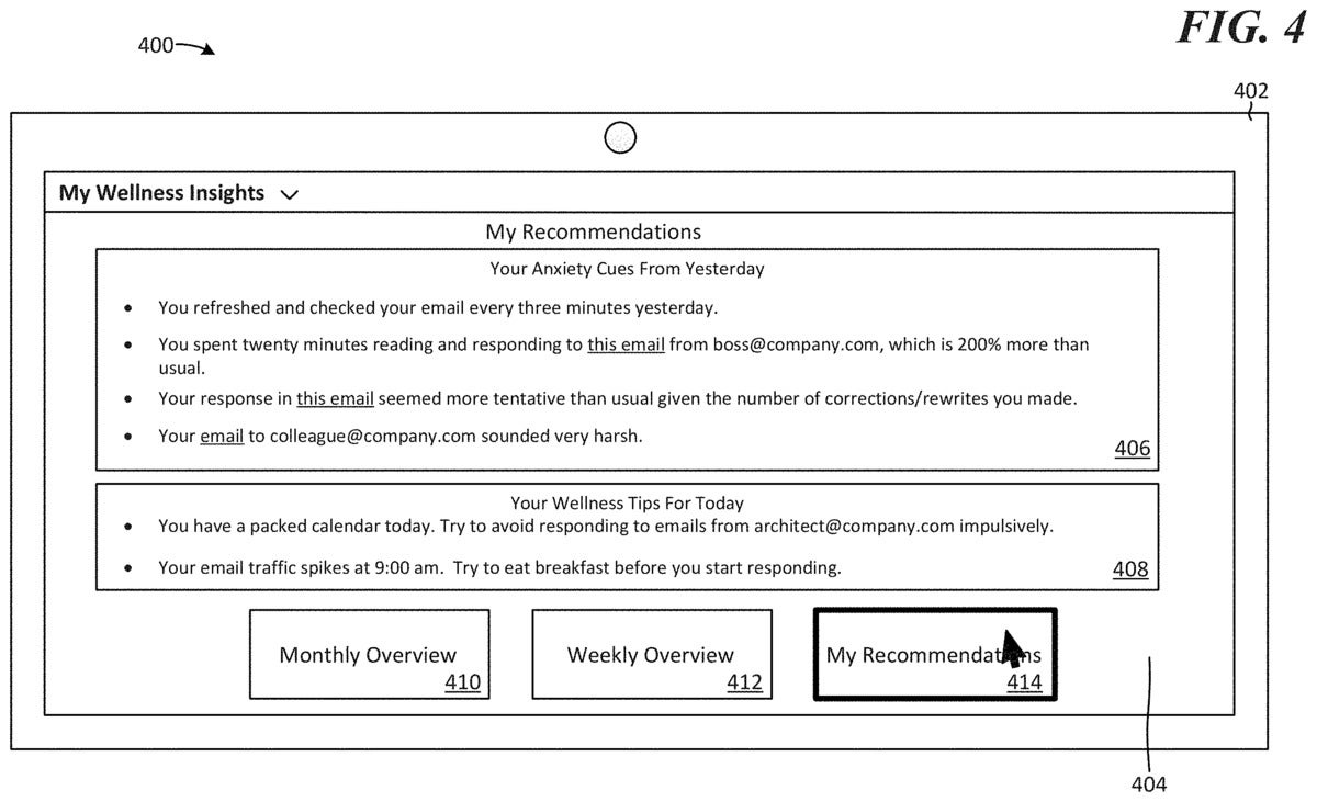 microsoft wellness insights patent 5