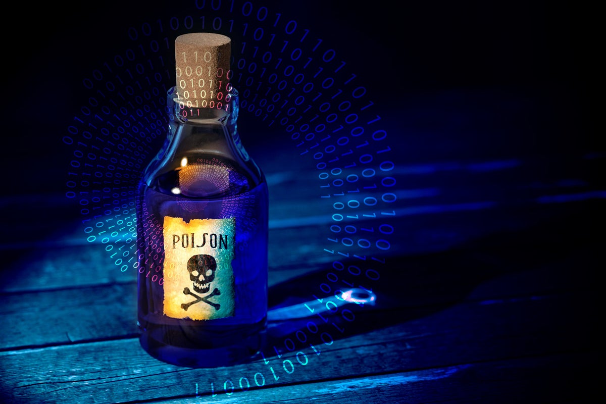 Tech Spotlight   >   Analytics [CSO]   >   An image of a bottle of poison emanating binary code.