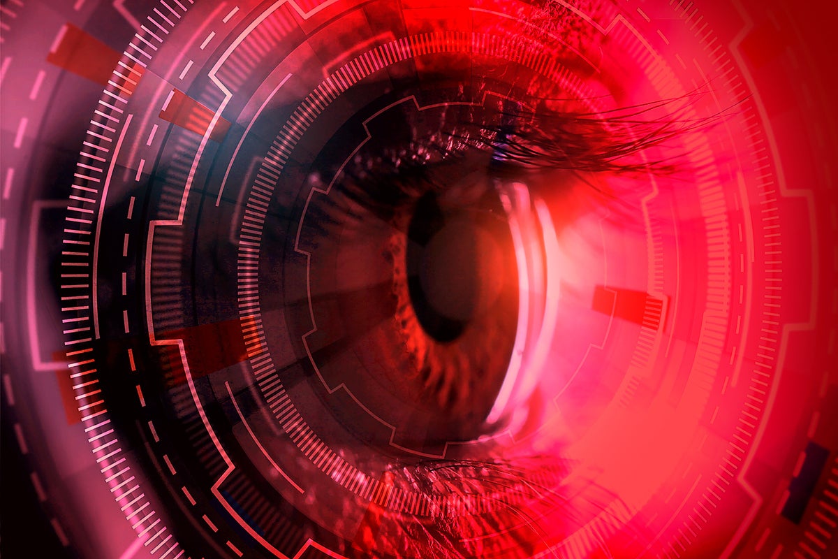 Tech Spotlight   >   Analytics [Computerworld]   >   An image of an eye with virtual surveillance.