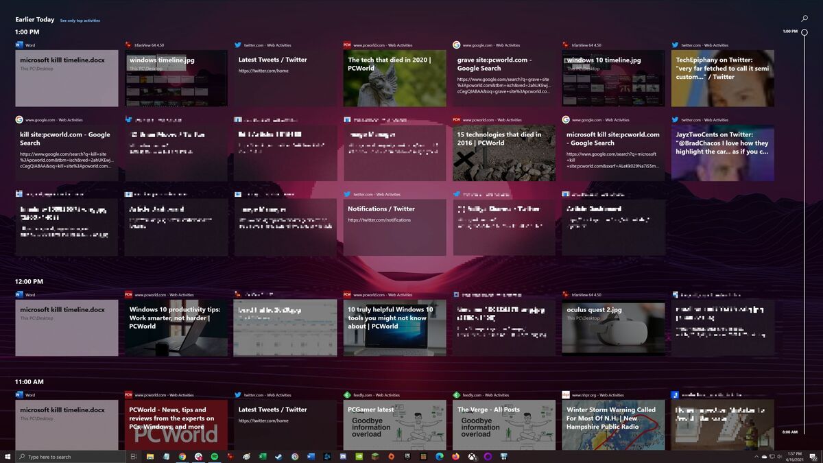 windows 10 timeline