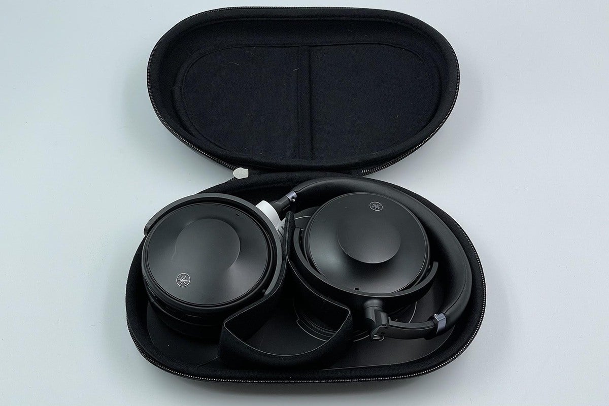 The headphones fold flat and the carrying case features a pocket to hold your cables and accessories