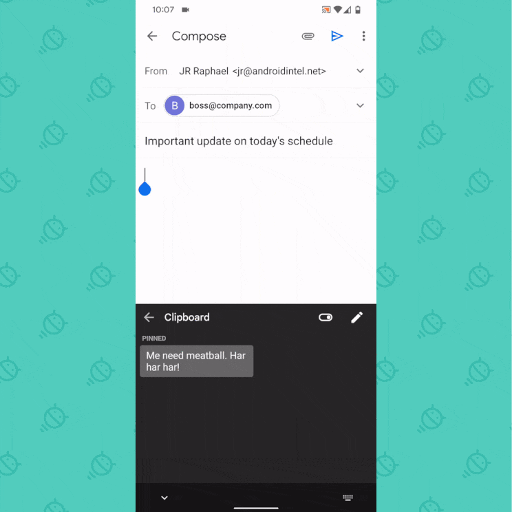 Demostración de sustitución de texto de Android de Gboard