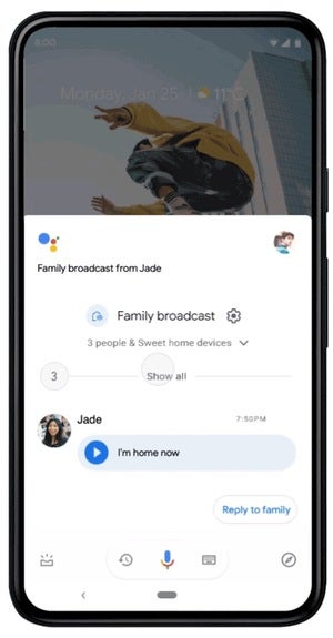 google assistant broadcast on android phone