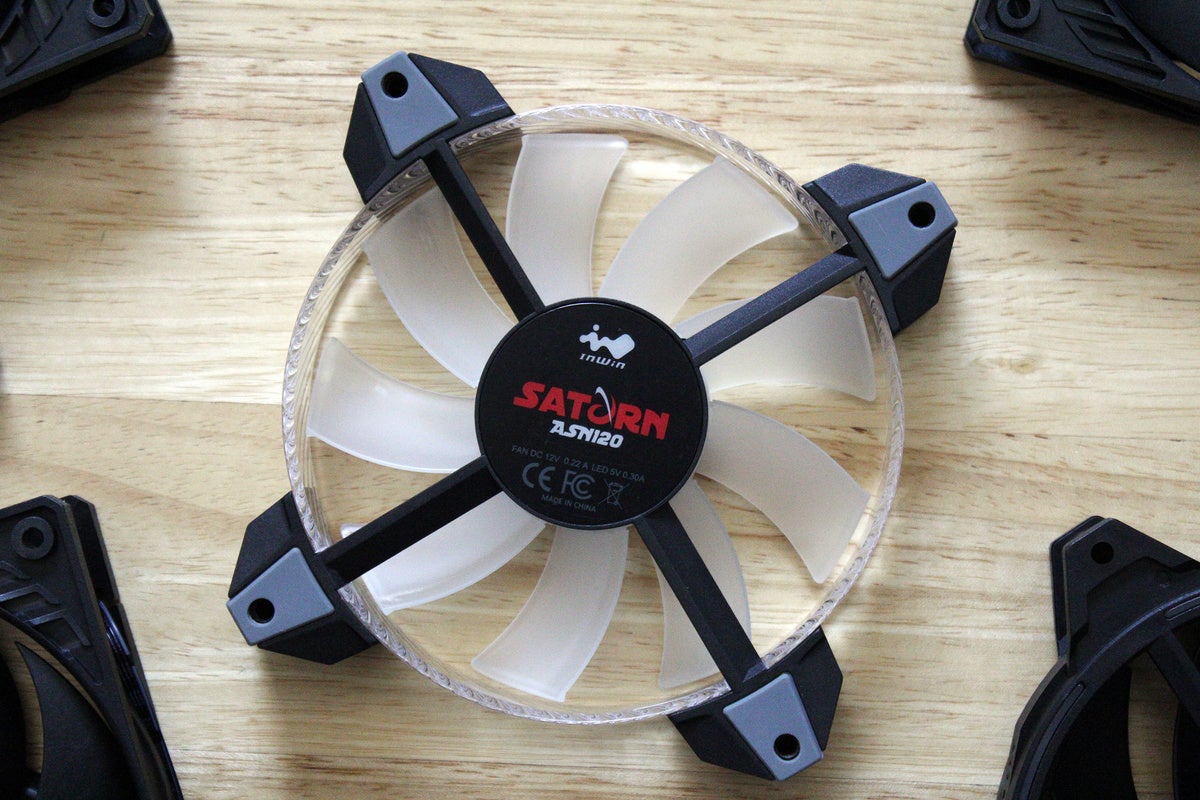 computer case fan with exhaust side showing