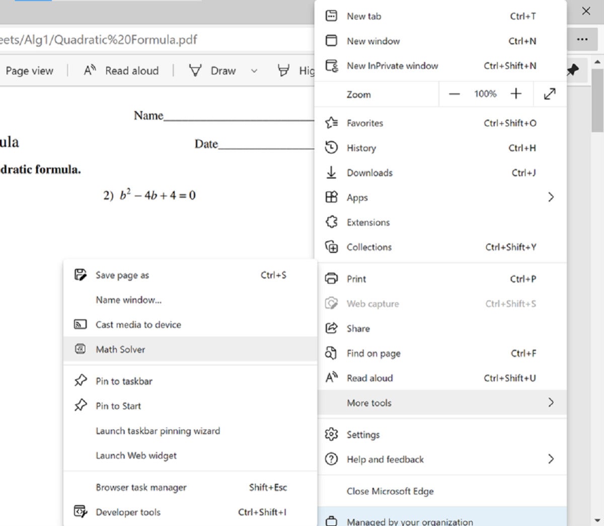 microsoft math solver configuration microsoft edge