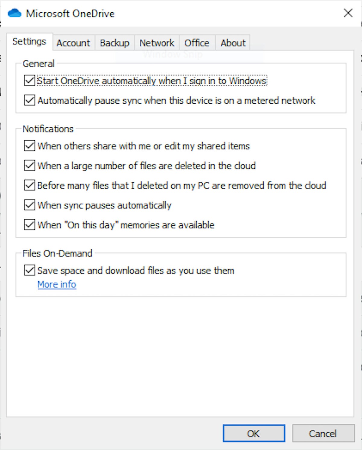 file OneDrive su richiesta