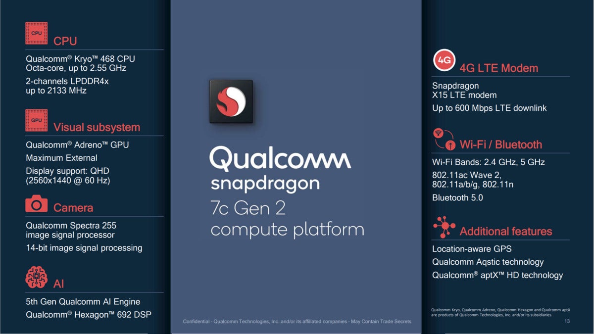 qualcomm snapdragon 7c gen 2 features