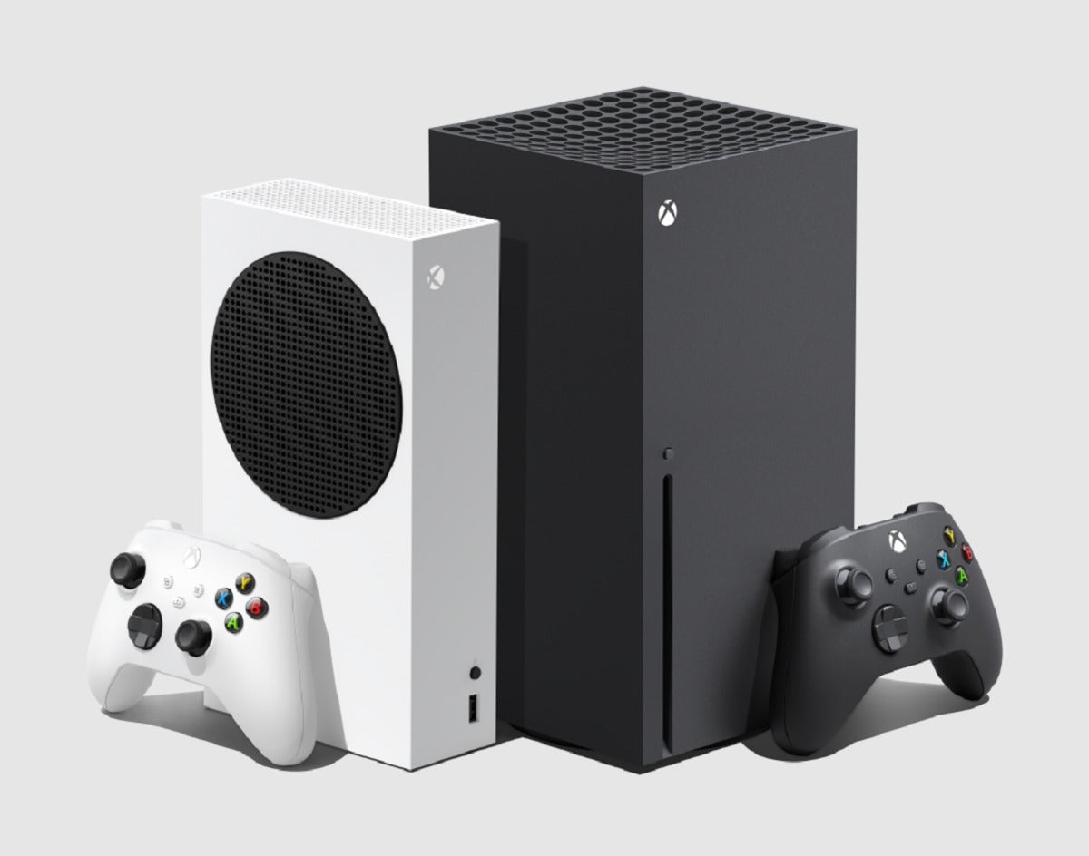 Microsoft Xbox Series X Series S console family back to back