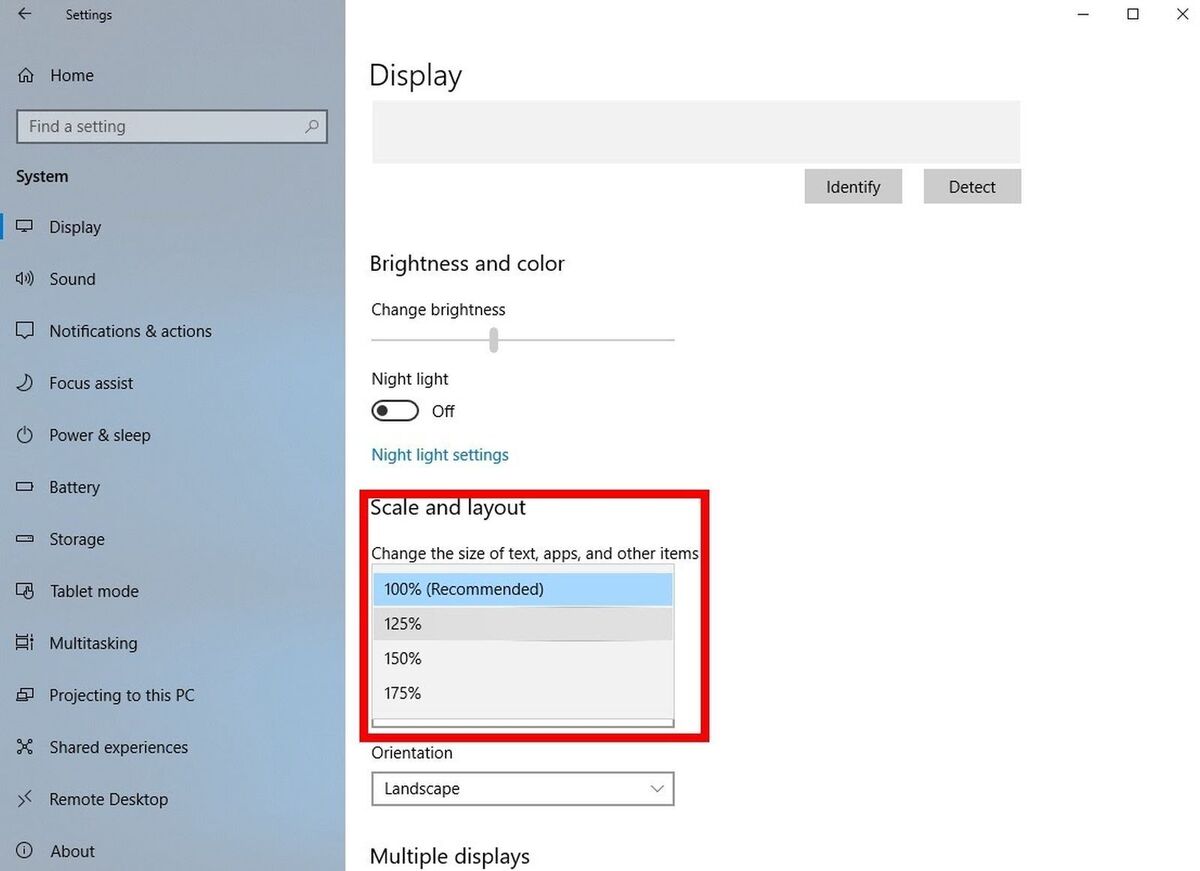 display scale settings