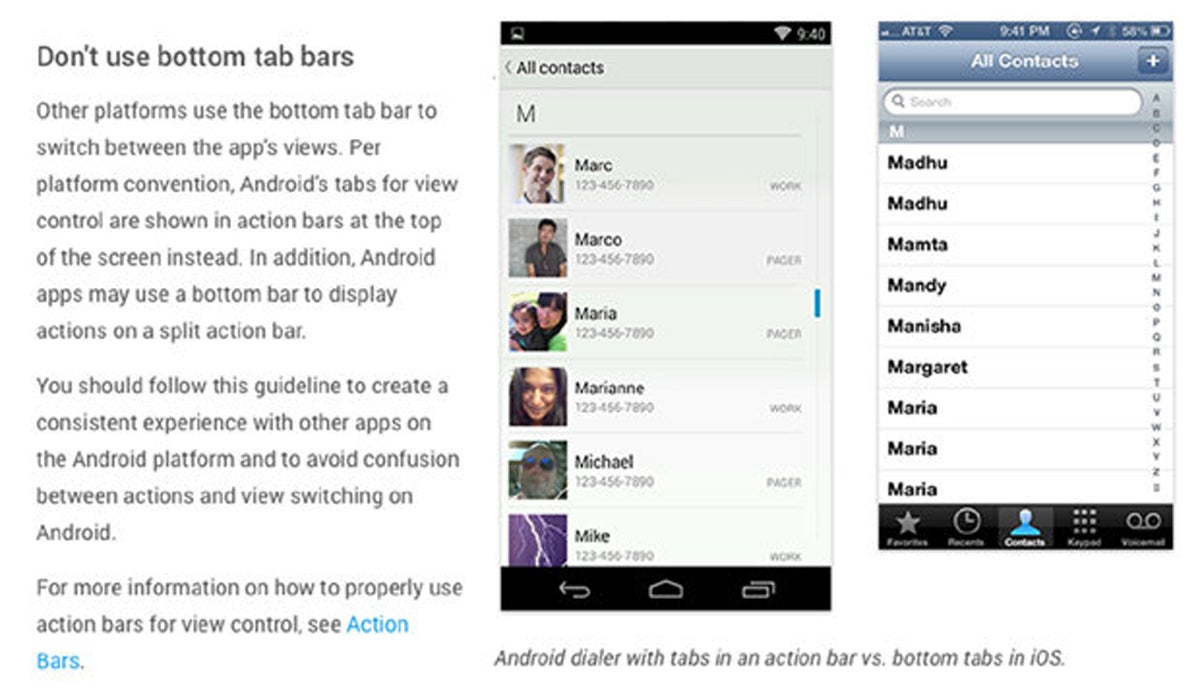Google Android Bottom Tab Bars
