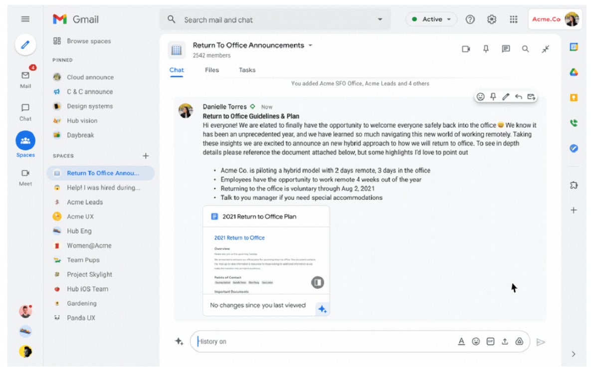 google workspace spaces